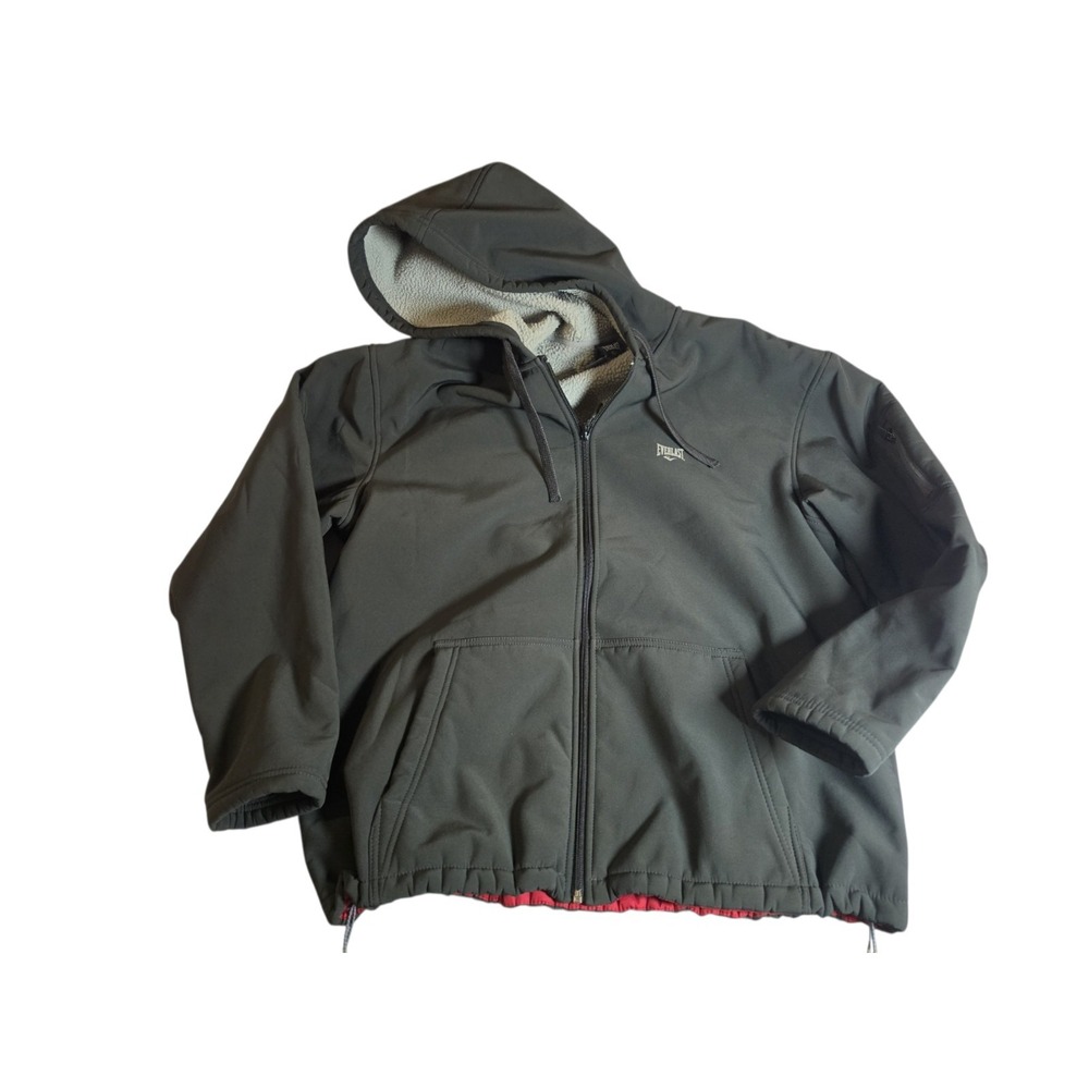 Everlast Mens XL Softshell Jacket Coat Hooded Full Zip Fleece Lined Black
